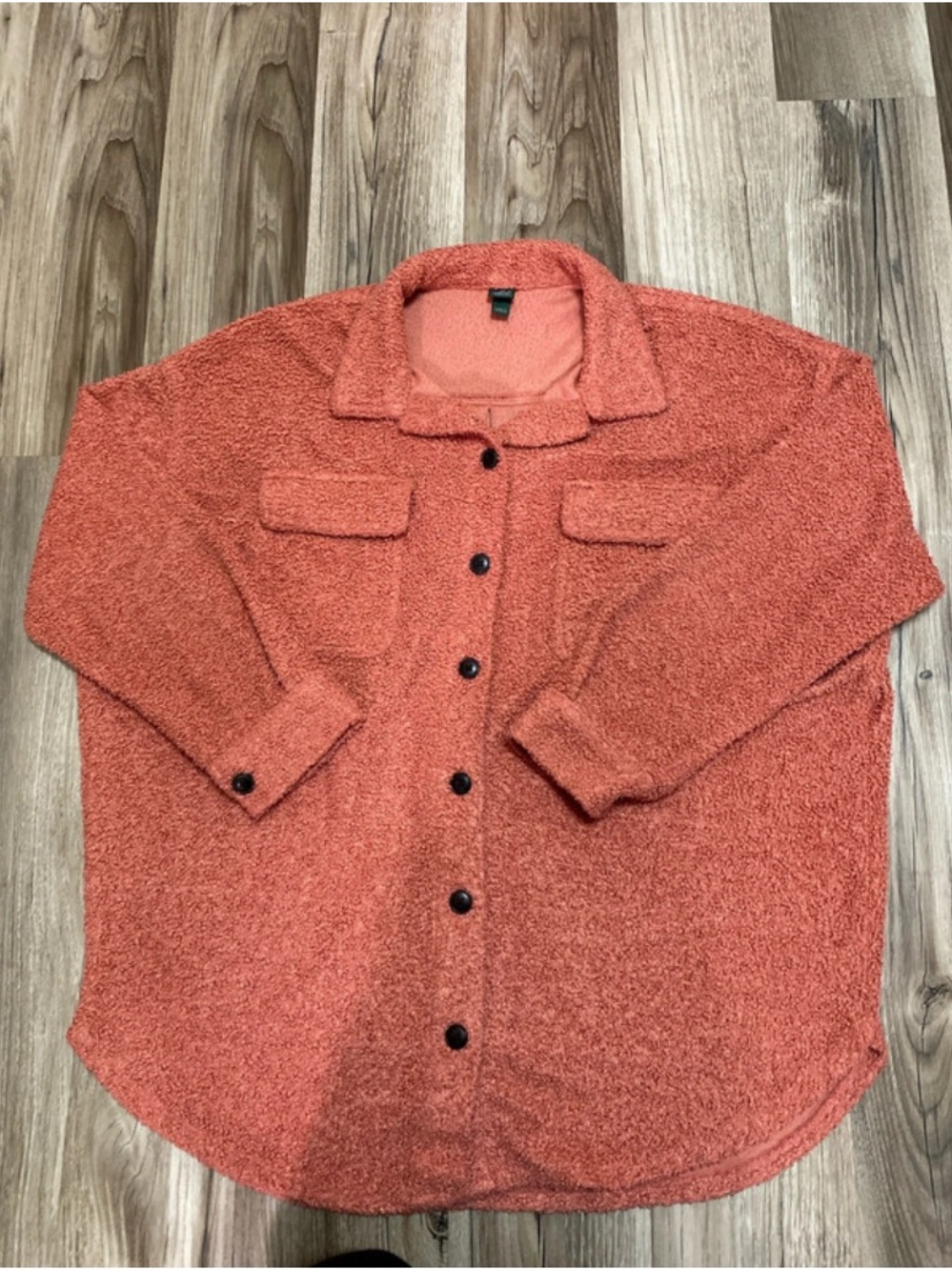 wild fable Rust Orange Sherpa Button-Down Shacket